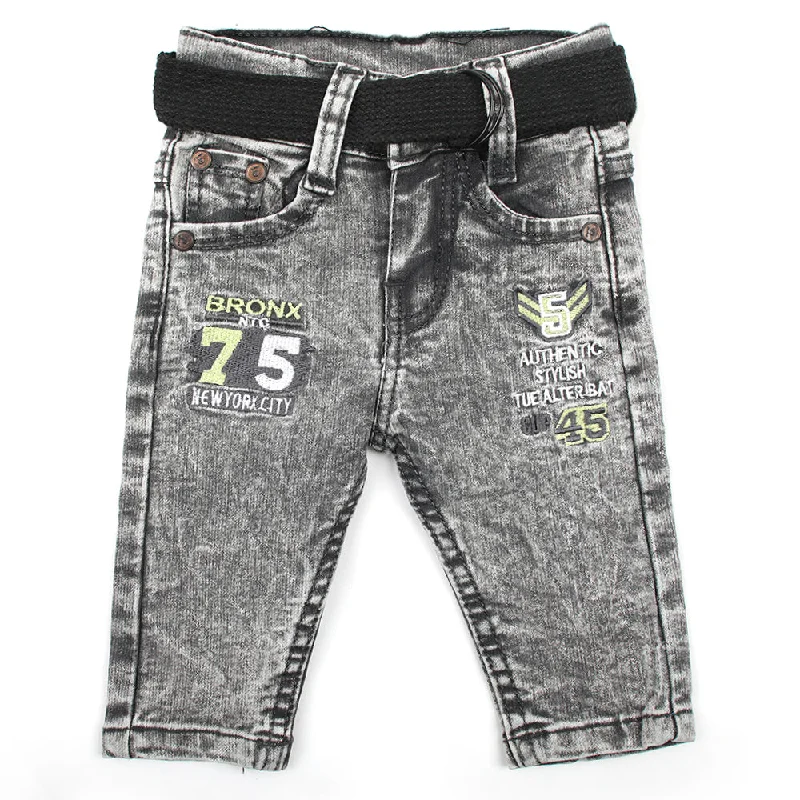 Newborn Boys Denim Pant - Grey