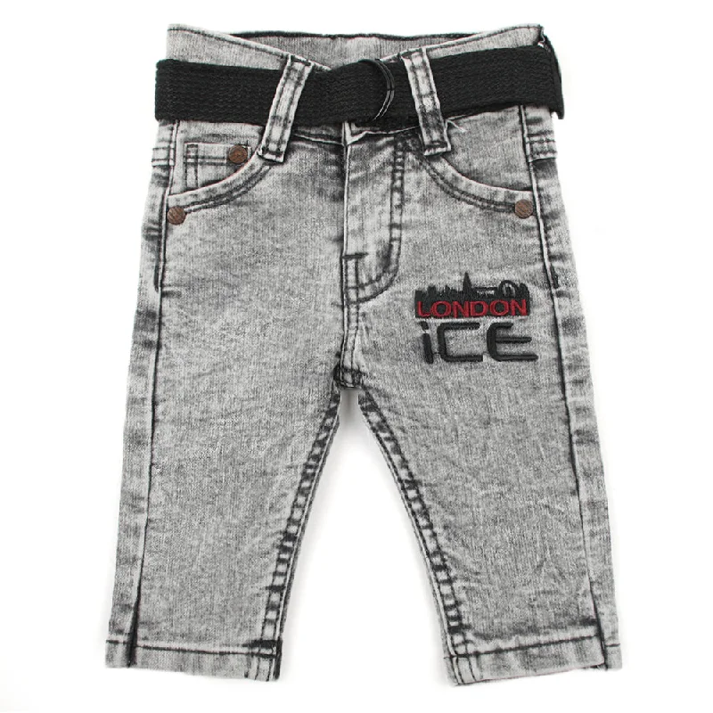 Newborn Boys Denim Pant - Light Grey