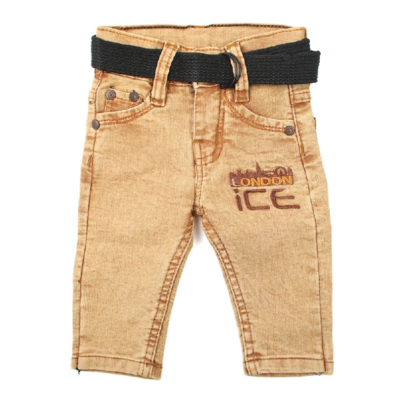 Newborn Boys Denim Pant - Mustard