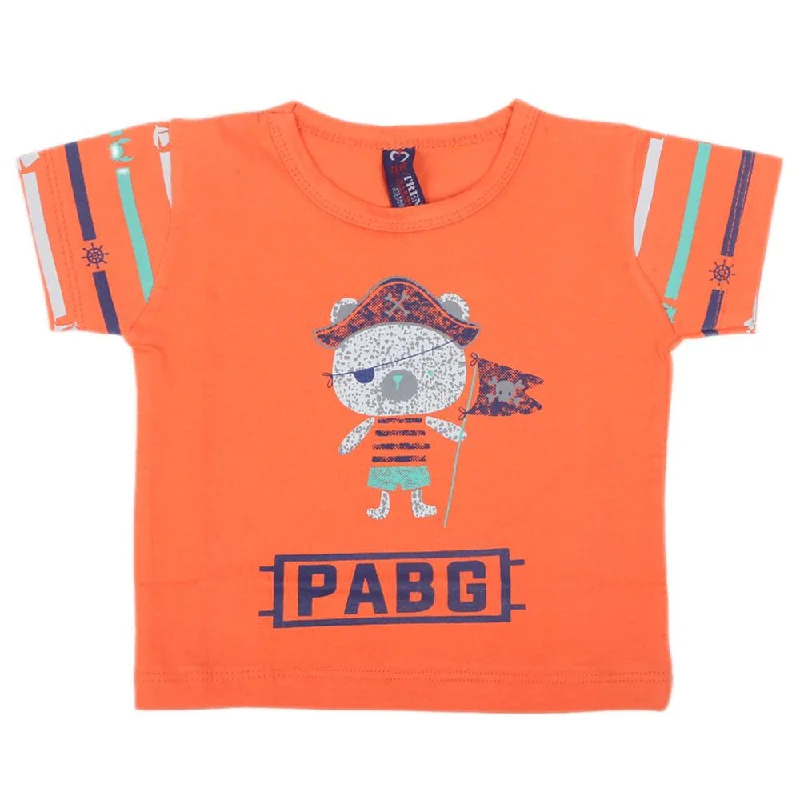 Newborn Boys Half Sleeves T-Shirts - Orange