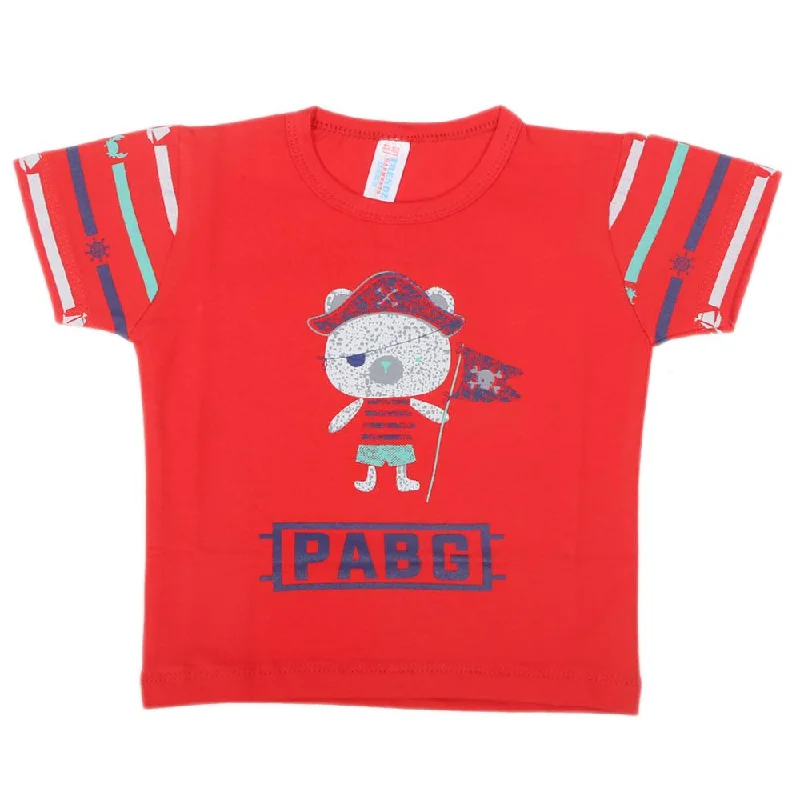 Newborn Boys Half Sleeves T-Shirts - Red