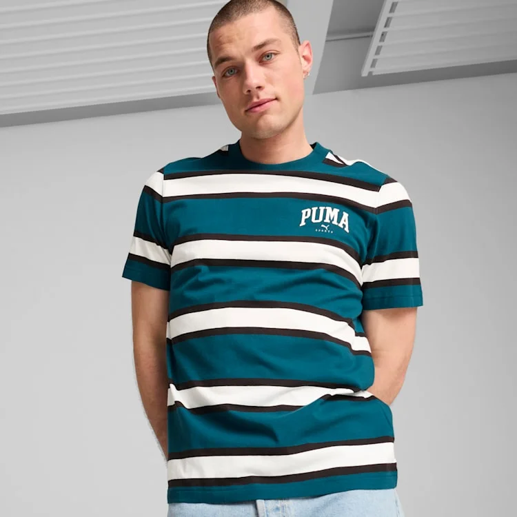 PUMA MEN'S SQUAD STRIPE GREEN TEE