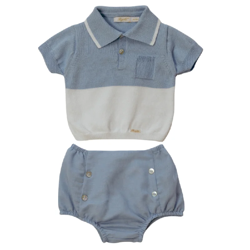 Rigola Boys Blue Knitted Top & Linen Jam Pants