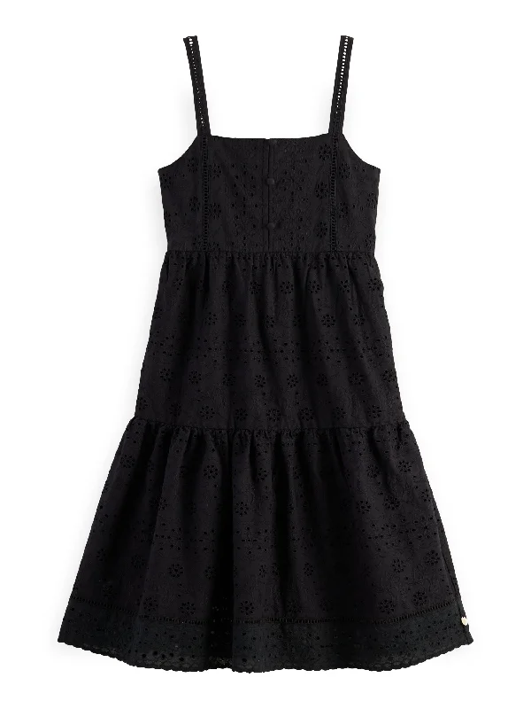 Scotch & Soda  Broderie Anglaise Tape Detail Dress - Black