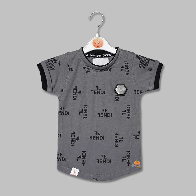 Solid Calligraphic Print T-Shirts for Boys