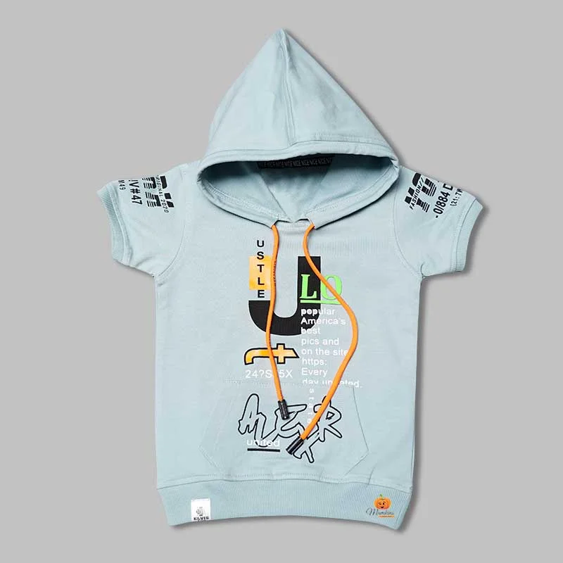 Solid Printed Hoodie T-Shirt for Boys