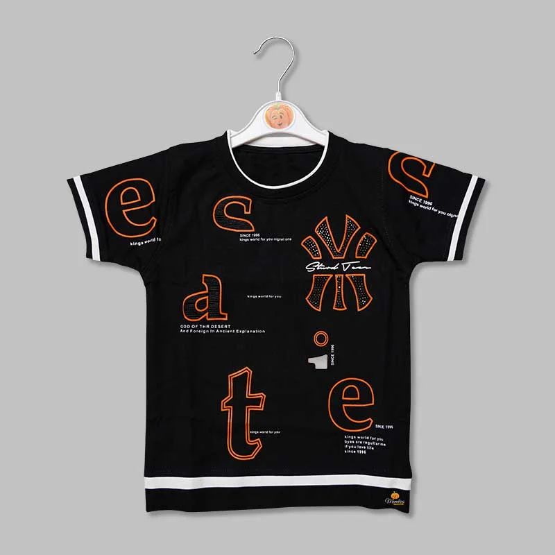 Half Sleeves Text Print T-Shirts for Boys