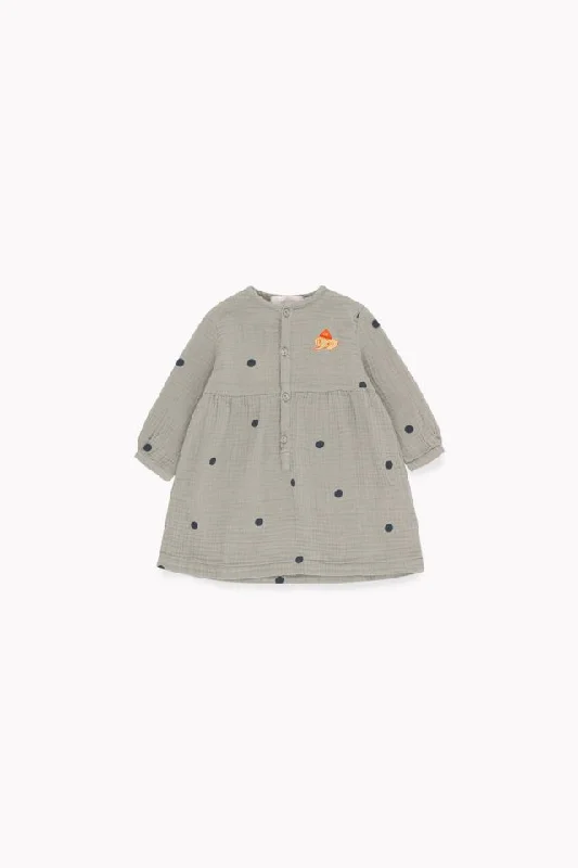 Tiny Cottons Dots "Luckyphant" Dress - Grey/True Navy