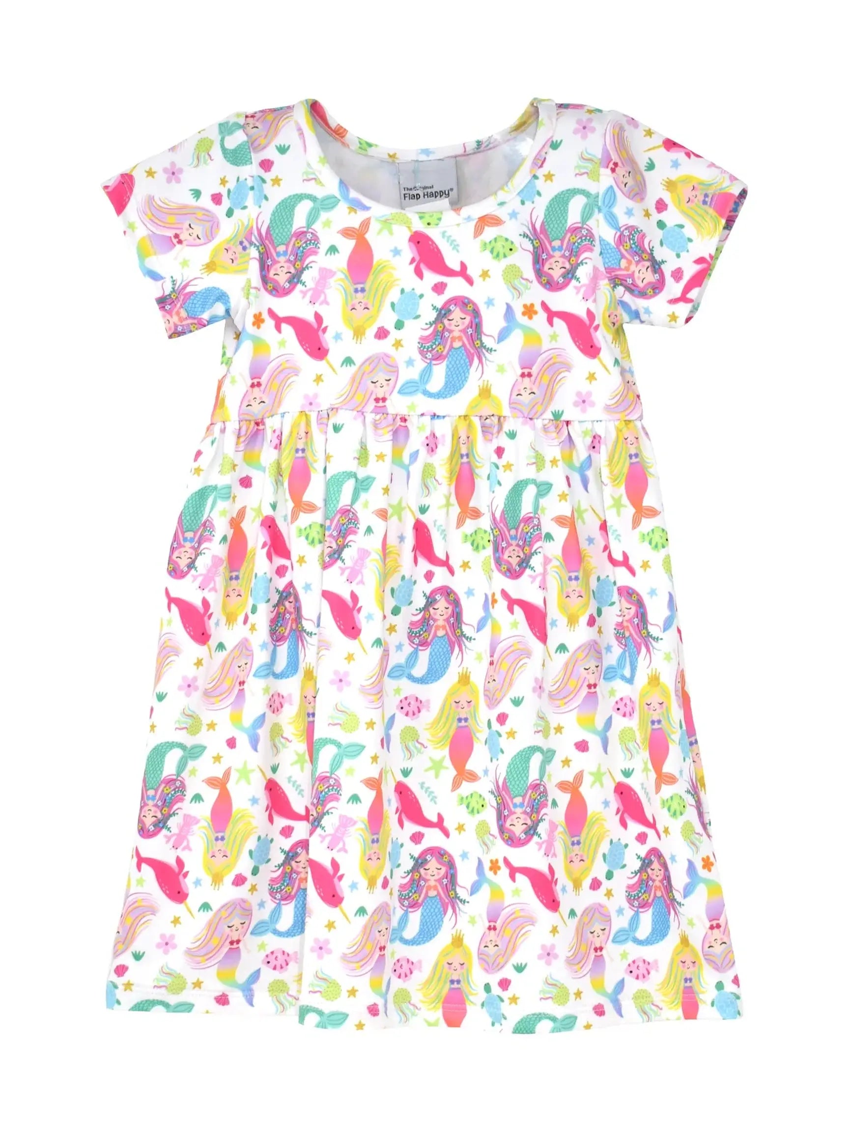 UPF 50+ Laya Short Sleeve Tee Dress - Mermaid Bliss