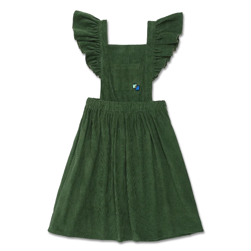 Wander + Wonder Forest Green Cord Ruffle Pinafore