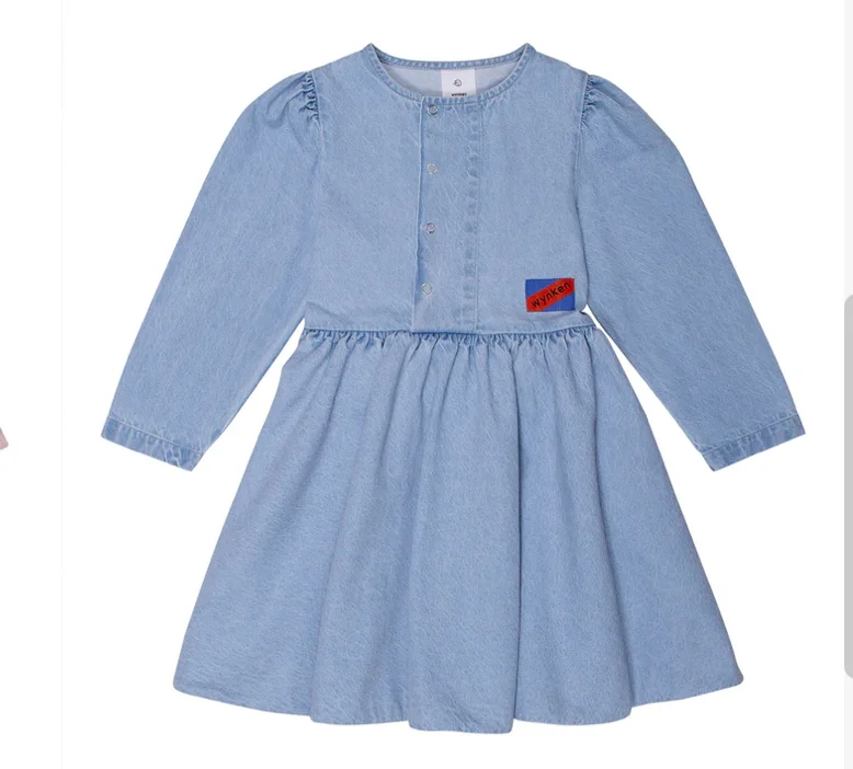 Wynken Pale Bleach Denim Puff Dress