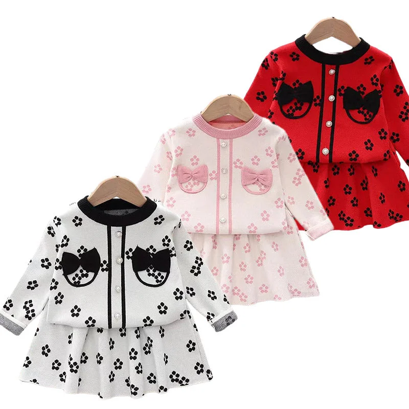 Baby Kid Girls Flower Bow Knitwear Dresses Wholesale 220909115