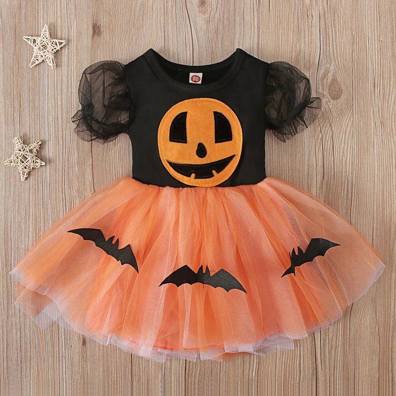 Baby Kid Girls Cartoon Print Halloween Dresses Wholesale 22102551