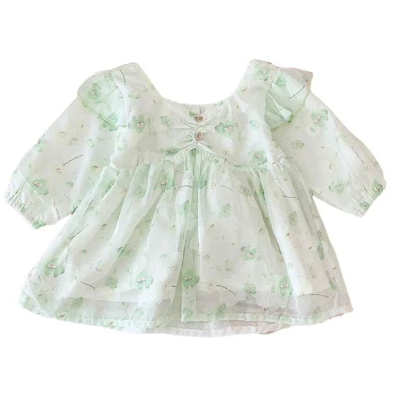 Baby Girls Flower Print Rompers And Dresses Wholesale 22090669