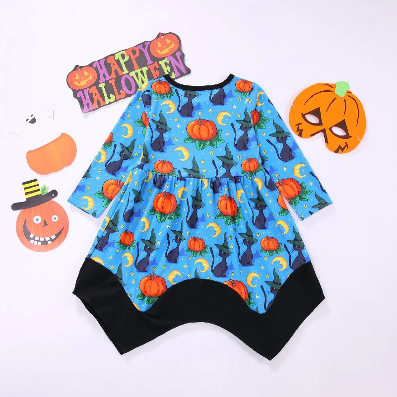 Baby Kid Girls Animals Cartoon Print Halloween Dresses Wholesale 221011136