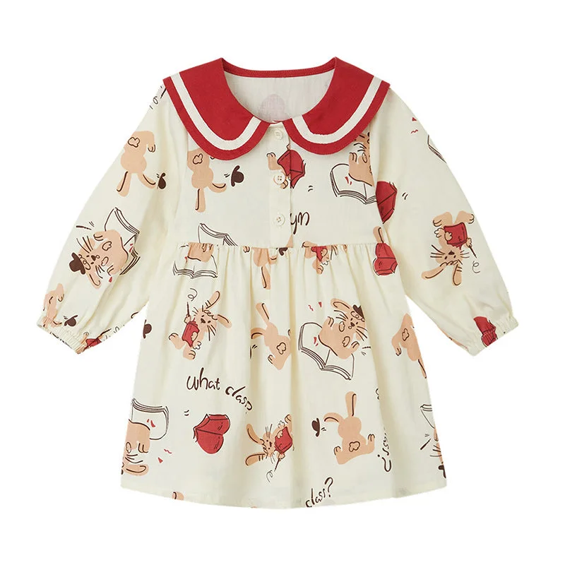 Baby Kid Girls Letters Animals Cartoon Print Dresses Wholesale 220811240