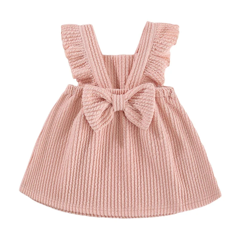 Baby Kid Girls Solid Color Bow Dresses Wholesale 220909406