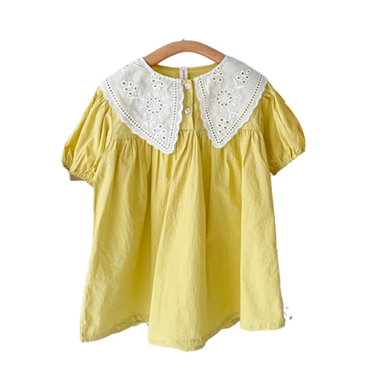 Baby Kid Girls Solid Color Lace Dresses Wholesale 220328277