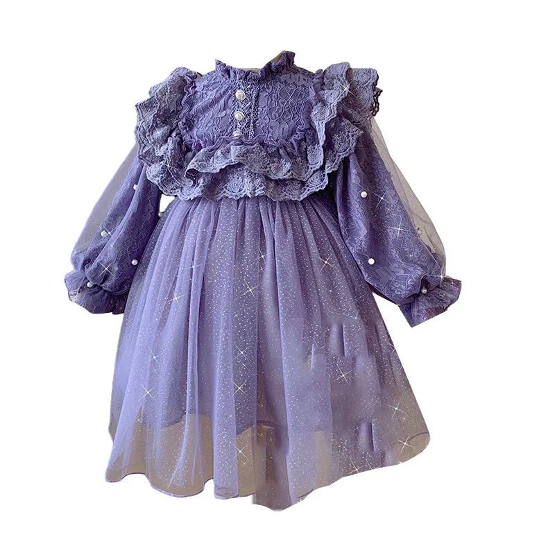 Baby Kid Girls Solid Color Lace Dresses Wholesale 220817559