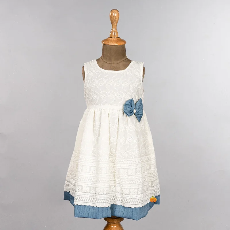 Blue & Green Bow Girls Frock