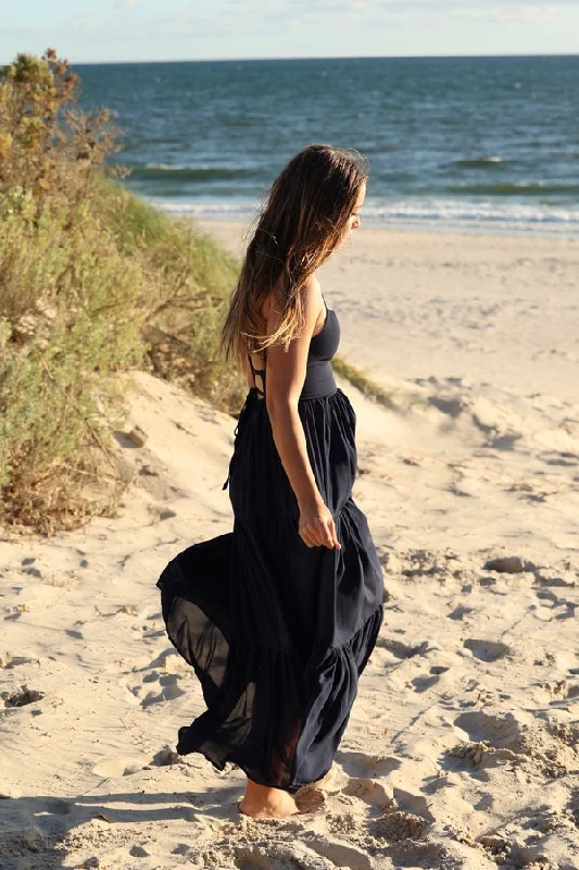 Clara Chiffon Girls Maxi Dress Indigo Blue