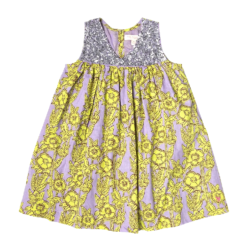 Girls Courtney Dress - Lavender Stem Floral