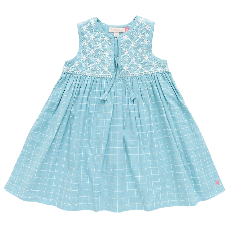 Girls Jade Dress - Blue Tattersall