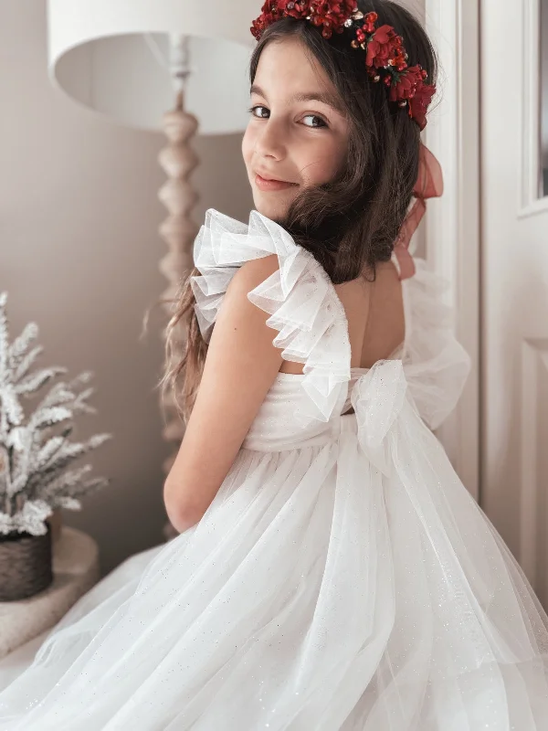 Jasmine White Sparkle Girls Christmas Dress