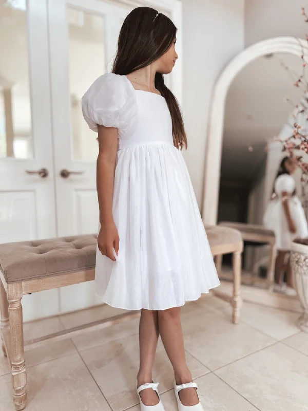 Lucy Girls Knee Length White Dress