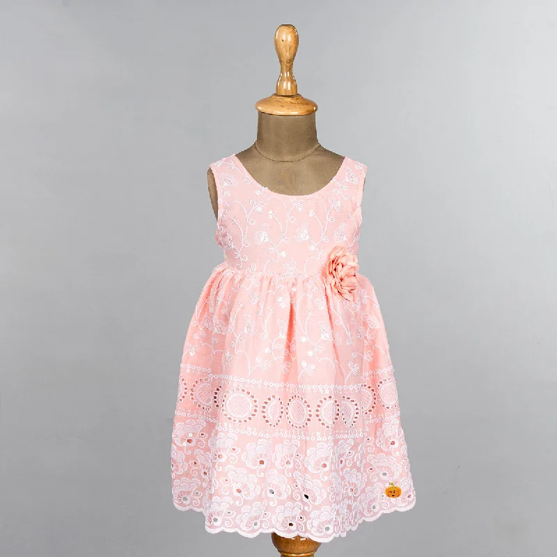 Peach Cotton Frock for Girls