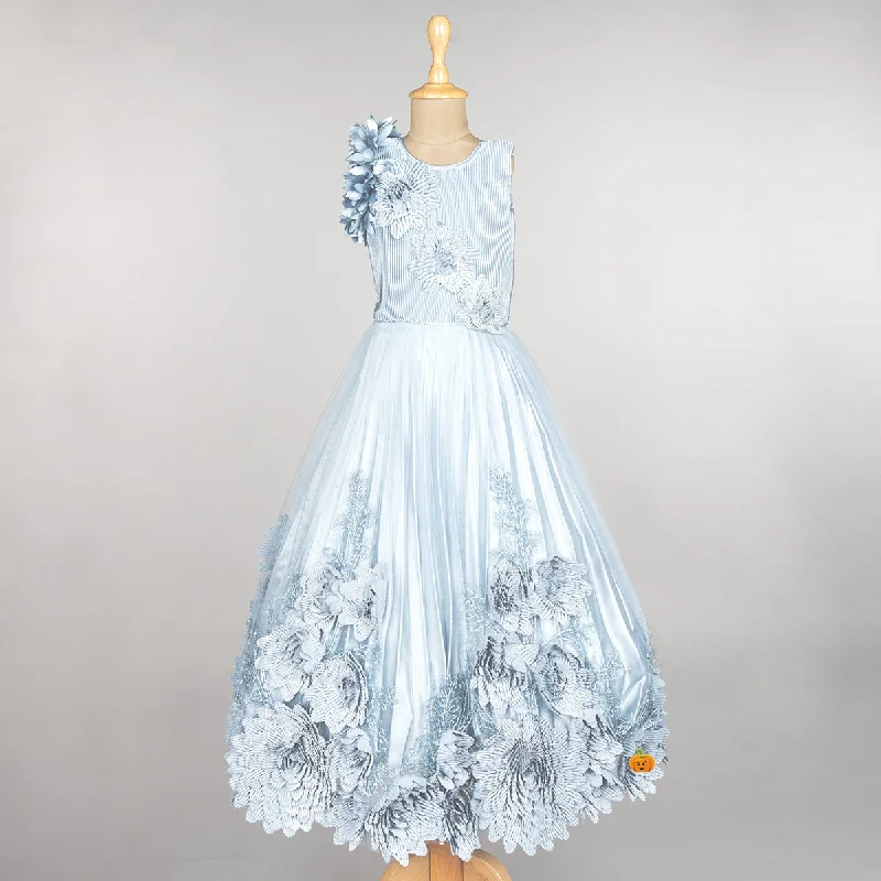 Sky Blue Long Girls Gown