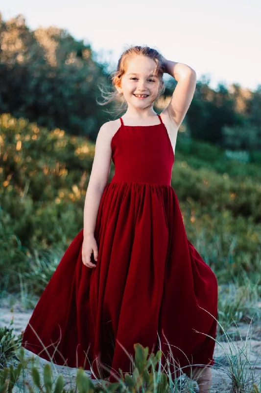 Sofia French Chiffon Burgundy Girls Dress